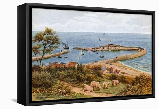 The Cobb, Lyme Regis, from Holmbush-Alfred Robert Quinton-Framed Premier Image Canvas