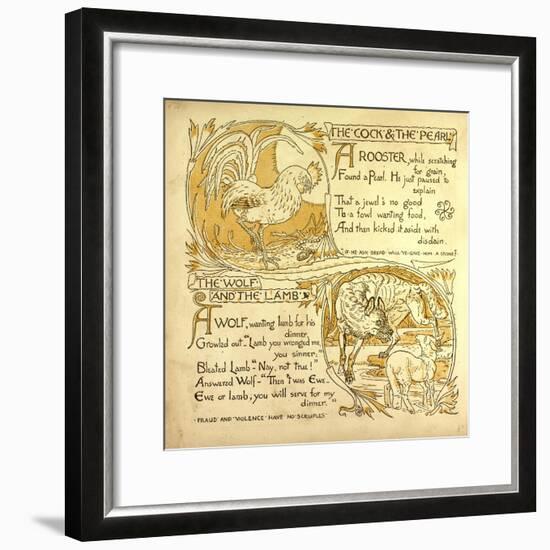 The Cock and the Pearl the Wolf and the Lamb-null-Framed Giclee Print