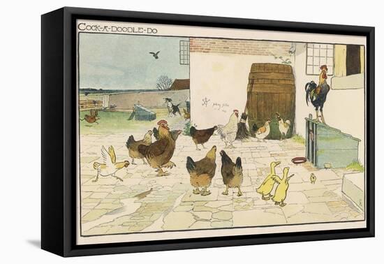 The Cock Mounted on Top of the Coop is Able to Look into the Farmhouse-Cecil Aldin-Framed Premier Image Canvas