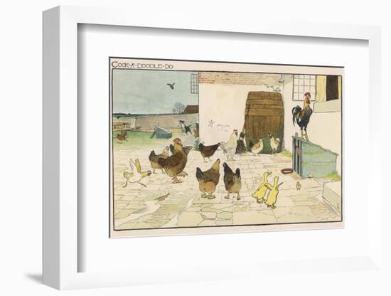 The Cock Mounted on Top of the Coop is Able to Look into the Farmhouse-Cecil Aldin-Framed Photographic Print