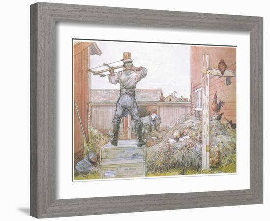 The Cock Went on Crowing All the Time Elfstrom Sawed and Hammered-Carl Larsson-Framed Giclee Print