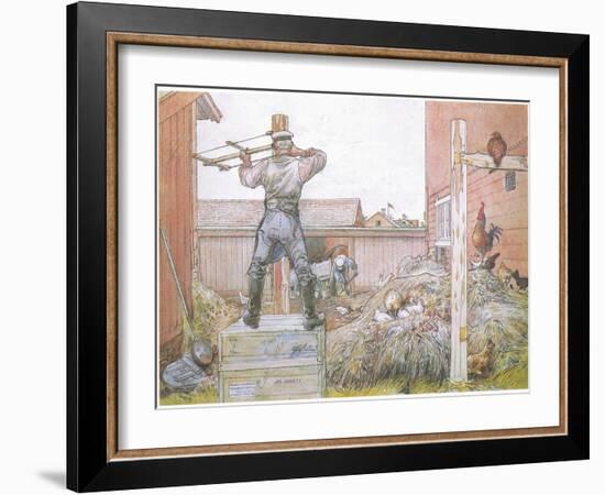 The Cock Went on Crowing All the Time Elfstrom Sawed and Hammered-Carl Larsson-Framed Giclee Print