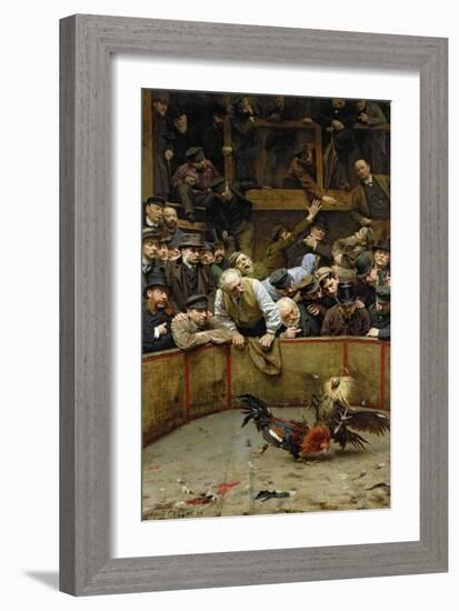 The Cockfight, 1889-Remy Cogghe-Framed Giclee Print