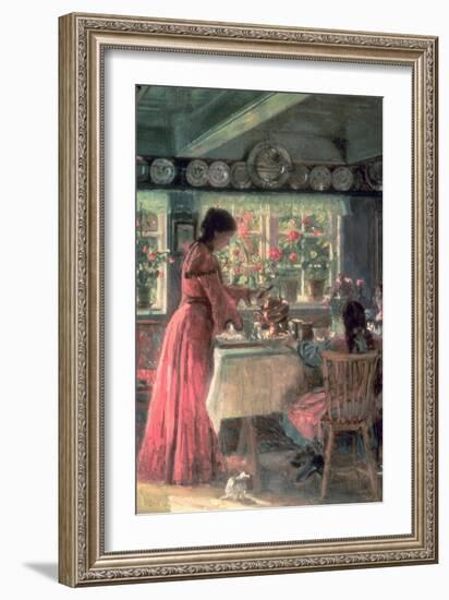 The Coffee is Poured - the Artist's Wife with Their 2 Daughters-Laurits Regner Tuxen-Framed Giclee Print