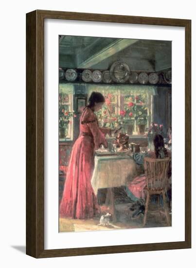 The Coffee is Poured - the Artist's Wife with Their 2 Daughters-Laurits Regner Tuxen-Framed Giclee Print