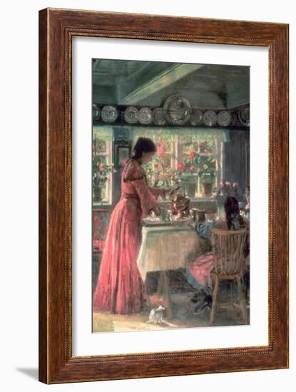 The Coffee is Poured - the Artist's Wife with Their 2 Daughters-Laurits Regner Tuxen-Framed Giclee Print