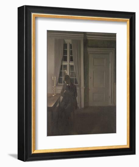 The Collector of Coins, 1904-Vilhelm Hammershoi-Framed Premium Giclee Print