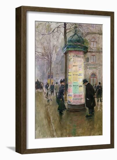 The Colonne Morris, circa 1885-Jean Béraud-Framed Giclee Print