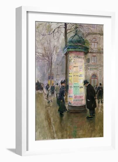 The Colonne Morris, circa 1885-Jean Béraud-Framed Giclee Print