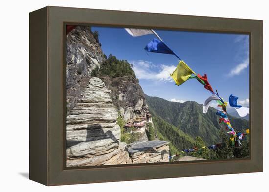 The Colorful Tibetan Prayer Flags Invite the Faithful to Visit the Taktsang Monastery, Paro, Bhutan-Roberto Moiola-Framed Premier Image Canvas