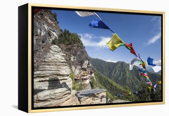 The Colorful Tibetan Prayer Flags Invite the Faithful to Visit the Taktsang Monastery, Paro, Bhutan-Roberto Moiola-Framed Premier Image Canvas