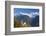 The colorful trees frame the alpine church and the snowy peaks, Soglio, Bregaglia Valley, Canton of-Roberto Moiola-Framed Photographic Print