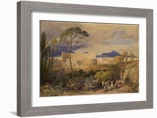 The Colosseum and Alban Mount (W/C and Gouache over Pencil, Chalk and Ink)-Samuel Palmer-Framed Giclee Print