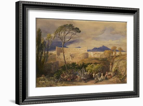 The Colosseum and Alban Mount (W/C and Gouache over Pencil, Chalk and Ink)-Samuel Palmer-Framed Giclee Print