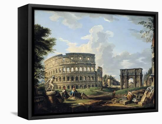 The Colosseum and the Arch of Constantine-Giovanni Paolo Pannini-Framed Premier Image Canvas
