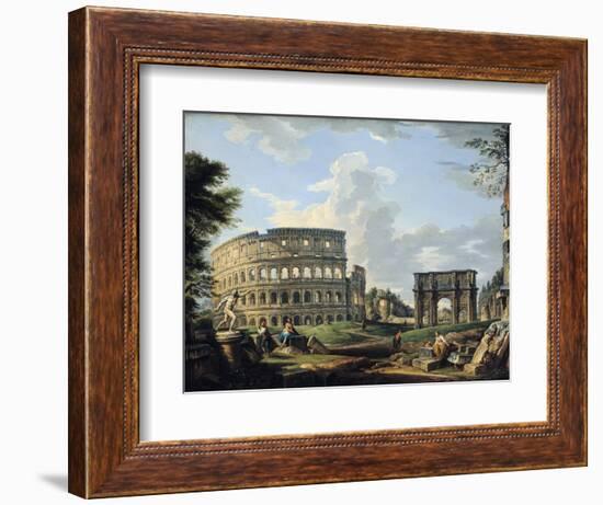 The Colosseum and the Arch of Constantine-Giovanni Paolo Pannini-Framed Giclee Print