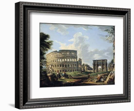 The Colosseum and the Arch of Constantine-Giovanni Paolo Pannini-Framed Giclee Print