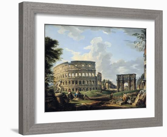 The Colosseum and the Arch of Constantine-Giovanni Paolo Pannini-Framed Giclee Print