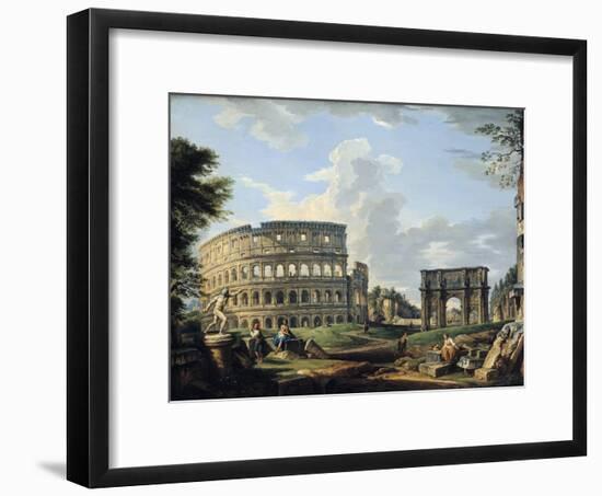 The Colosseum and the Arch of Constantine-Giovanni Paolo Pannini-Framed Giclee Print