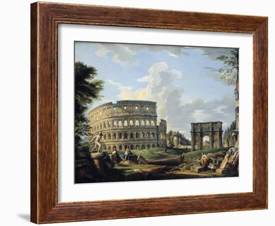 The Colosseum and the Arch of Constantine-Giovanni Paolo Pannini-Framed Giclee Print