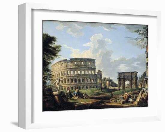 The Colosseum and the Arch of Constantine-Giovanni Paolo Pannini-Framed Giclee Print