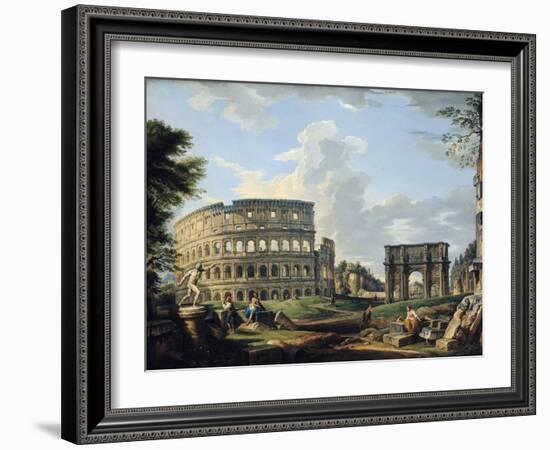 The Colosseum and the Arch of Constantine-Giovanni Paolo Pannini-Framed Giclee Print