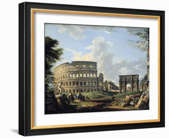 The Colosseum and the Arch of Constantine-Giovanni Paolo Pannini-Framed Giclee Print