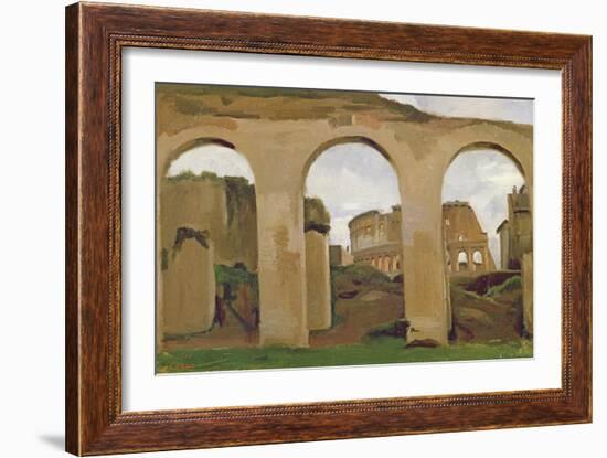 The Colosseum, Seen Through the Arcades of the Basilica of Constantine, 1825-Jean-Baptiste-Camille Corot-Framed Giclee Print