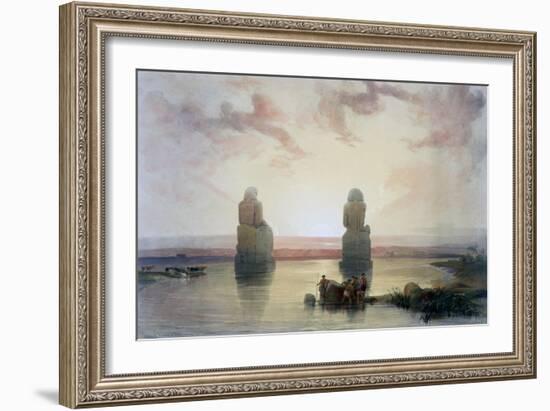 The Colossi of Memnon, at Thebes, During the Inundation, 19th Century-David Roberts-Framed Giclee Print