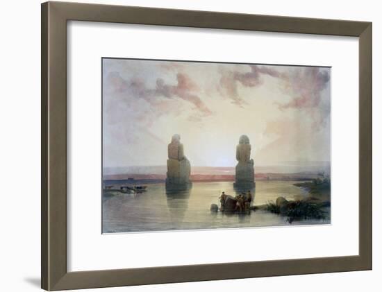 The Colossi of Memnon, at Thebes, During the Inundation, 19th Century-David Roberts-Framed Giclee Print