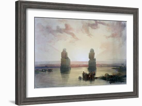 The Colossi of Memnon, at Thebes, During the Inundation, 19th Century-David Roberts-Framed Giclee Print