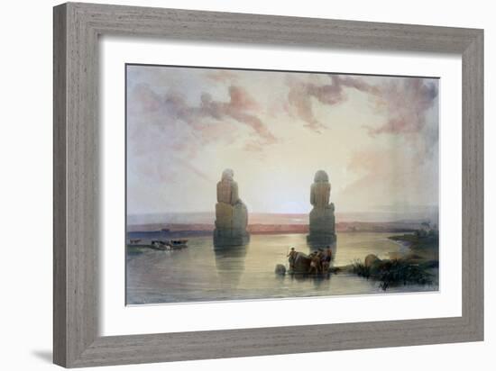 The Colossi of Memnon, at Thebes, During the Inundation, 19th Century-David Roberts-Framed Giclee Print