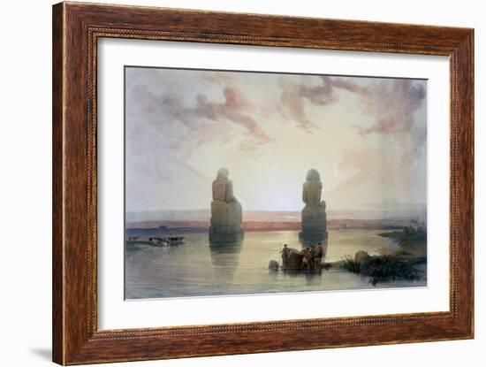 The Colossi of Memnon, at Thebes, During the Inundation, 19th Century-David Roberts-Framed Giclee Print