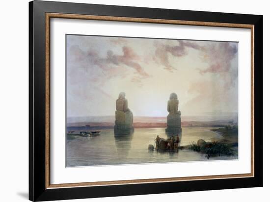 The Colossi of Memnon, at Thebes, During the Inundation, 19th Century-David Roberts-Framed Giclee Print