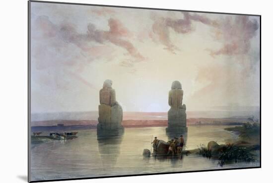 The Colossi of Memnon, at Thebes, During the Inundation, 19th Century-David Roberts-Mounted Giclee Print
