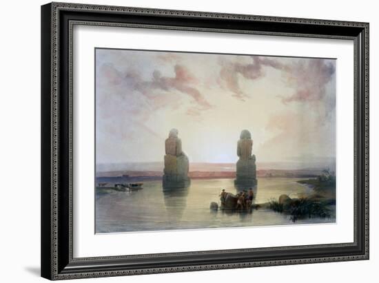 The Colossi of Memnon, at Thebes, During the Inundation, 19th Century-David Roberts-Framed Giclee Print