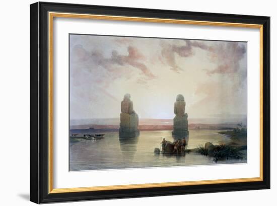 The Colossi of Memnon, at Thebes, During the Inundation, 19th Century-David Roberts-Framed Giclee Print