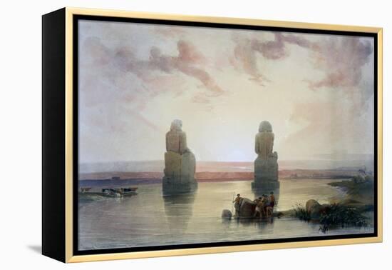 The Colossi of Memnon, at Thebes, During the Inundation, 19th Century-David Roberts-Framed Premier Image Canvas