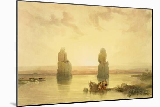 The Colossi of Memnon, at Thebes, During the Inundation, from "Egypt and Nubia," Vol.1-David Roberts-Mounted Giclee Print