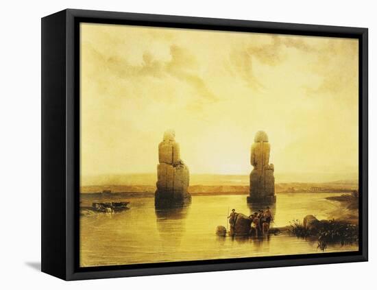 The Colossi of Memnon During the Flood, Left Bank of the Nile, Lithograph, 1838-9-David Roberts-Framed Premier Image Canvas