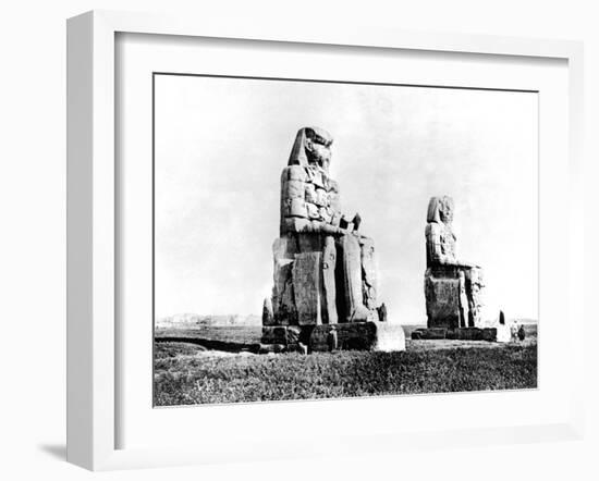 The Colossi of Memnon, Thebes, Nubia, Egypt, 1887-Henri Bechard-Framed Giclee Print