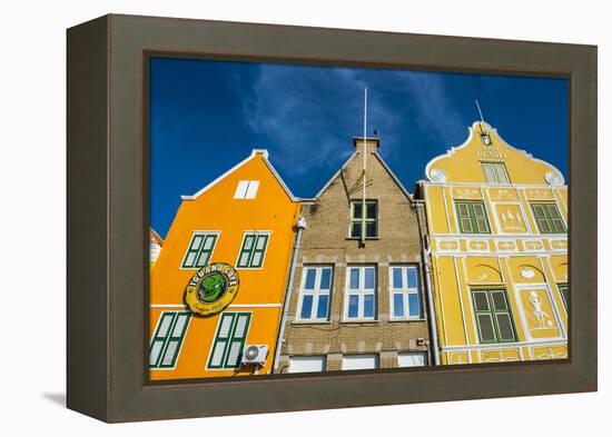 The Colourful Dutch Houses at Sint Annabaai, UNESCO Site, Curacao, ABC Island, Netherlands Antilles-Michael Runkel-Framed Premier Image Canvas