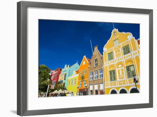 The Colourful Dutch Houses at Sint Annabaai, UNESCO Site, Curacao, ABC Island, Netherlands Antilles-Michael Runkel-Framed Photographic Print