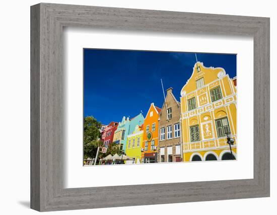 The Colourful Dutch Houses at Sint Annabaai, UNESCO Site, Curacao, ABC Island, Netherlands Antilles-Michael Runkel-Framed Photographic Print