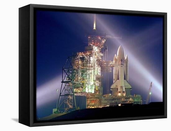 The Columbia on Launch Pad Prior to First Launch of 30 Year Space Shuttle Program, Apr 12, 1981-null-Framed Stretched Canvas
