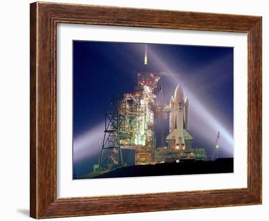 The Columbia on Launch Pad Prior to First Launch of 30 Year Space Shuttle Program, Apr 12, 1981-null-Framed Photo