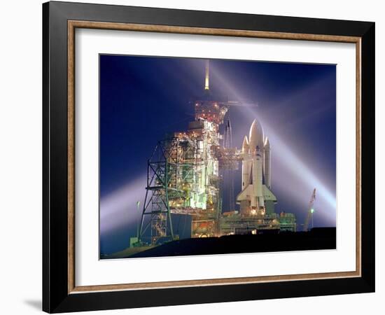 The Columbia on Launch Pad Prior to First Launch of 30 Year Space Shuttle Program, Apr 12, 1981-null-Framed Photo