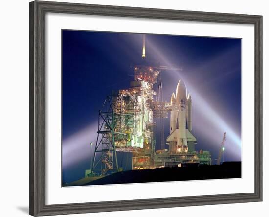 The Columbia on Launch Pad Prior to First Launch of 30 Year Space Shuttle Program, Apr 12, 1981-null-Framed Photo