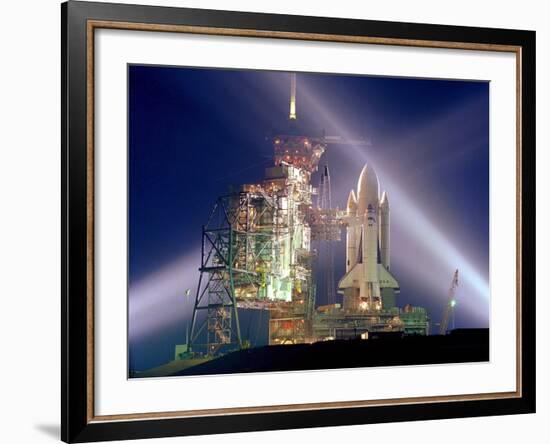 The Columbia on Launch Pad Prior to First Launch of 30 Year Space Shuttle Program, Apr 12, 1981-null-Framed Photo