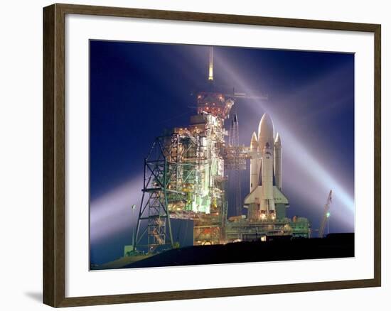 The Columbia on Launch Pad Prior to First Launch of 30 Year Space Shuttle Program, Apr 12, 1981-null-Framed Photo